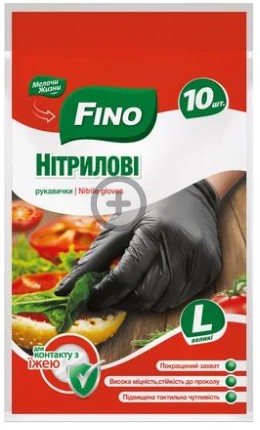 Фото - Рукавички нітрілові FINO чорні, розмір L, 10 шт