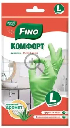 Фото - Рукавички латексні FINO неопудр. Алое вера, L