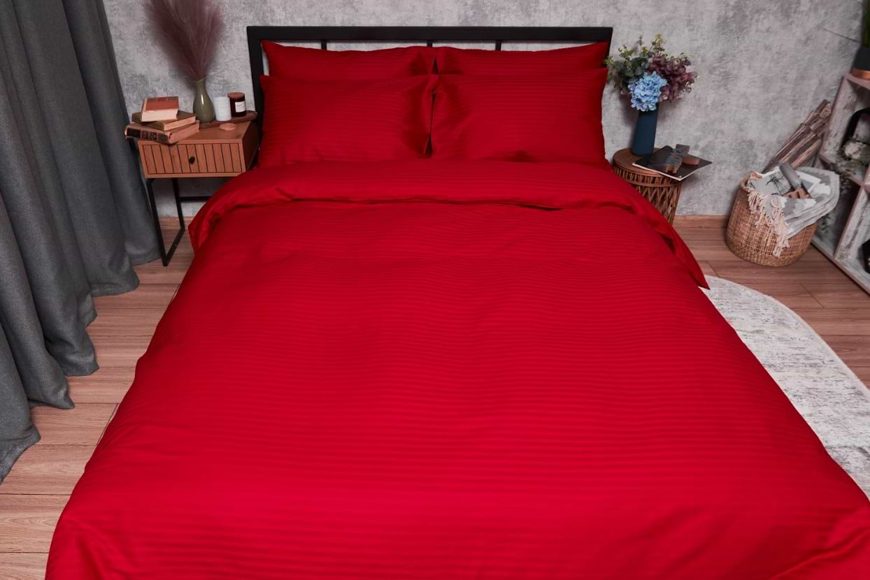 Комплект постельного белья Moon&Star Satin Stripe Stripe Red 160х220 нав. 2х40х60 (MS-820003590)