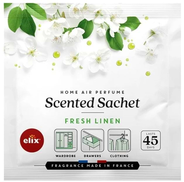 Ароматичне саше Elix Fresh Linen для шухляд шафи до 45 днів аромату (5907100190073)