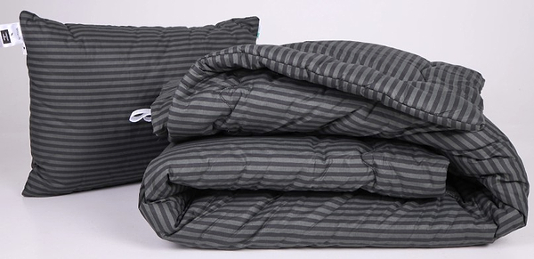 Фото - Ковдра демісезонна двоспальна євро MirSon Бавовняна №155 Сolor Fun Line 17-0611 Stripe Black 200х220 см +нав 2 шт. (2200010855838)