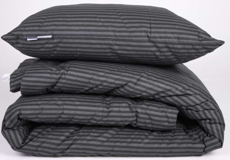 Фото - Одеяло зимнее двуспальное евро MirSon Хлопковая №156 Сolor Fun Line 17-0611 Stripe Black 200х220 см +нав 2 шт. (2200010856149)