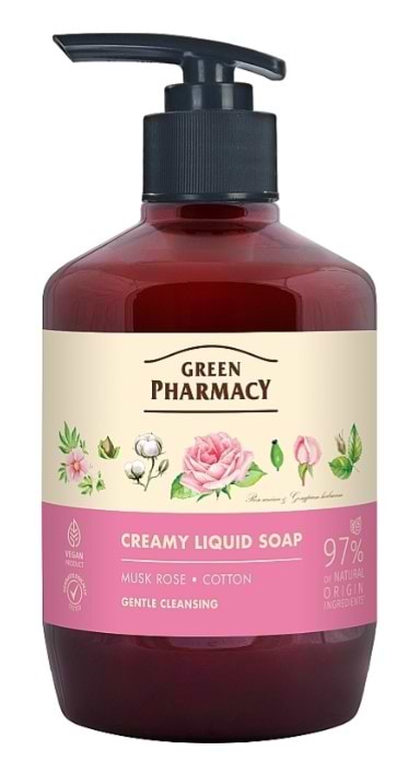 Жидкое мыло для рук Green Pharmacy 460 мл мускатная роза и хлопок (4823015945809)