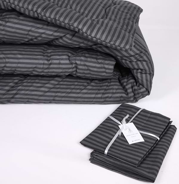 Фото - Ковдра зимова полуторна MirSon №159 Сolor Fun Line 17-0611 Stripe Black Bamboo 140x205 см +нав 2 шт. (2200010857924)