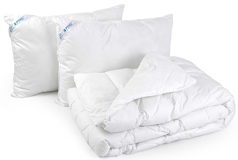 Набір ковдра двоспальна + подушка Руно 172х205+50х70 см 2 шт. зі штучного лебединого пуху (172.139ЛПУ) - Фото 1