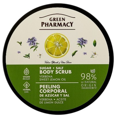 Скраб для тіла Green Pharmacy цукрово-сольовий Вербена та олія солодкого лимону  200 мл (4823015945410)