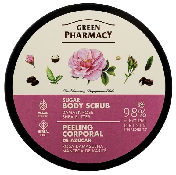 Скраб для тіла Green Pharmacy 200 мл цукровий Дамаська троянда та масло ши (4823015945373)