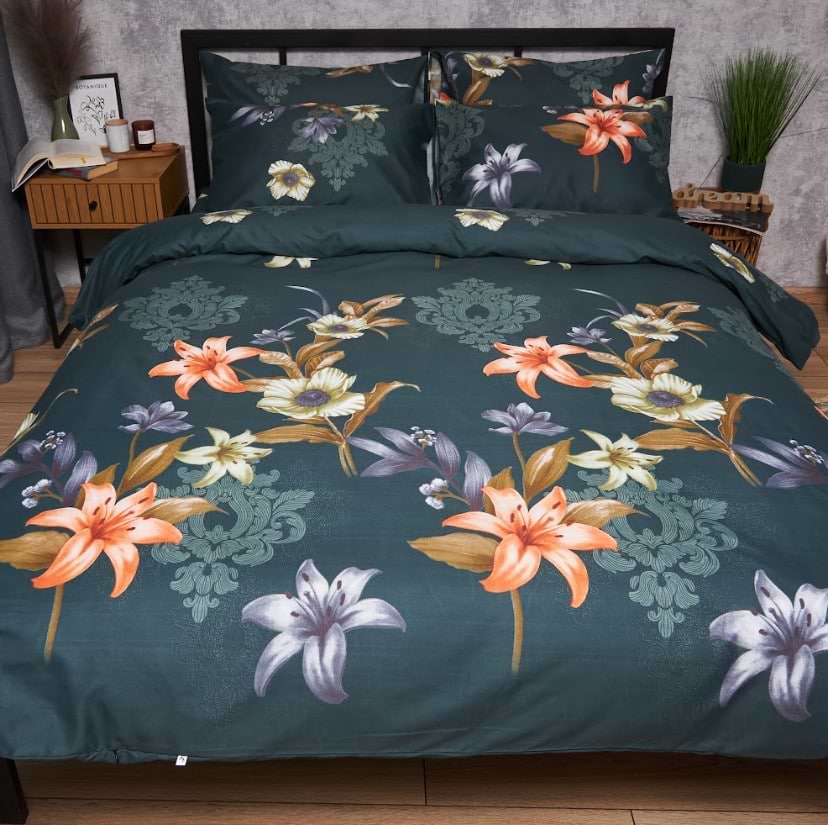 Комплект постільної білизни Moon&Star Мікросатин Premium «Floral Nocturne» King Size 220x240 см нав. 2х50х70 (MS-820007666)