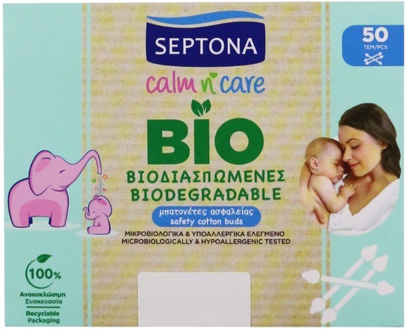 Ватные палочки Septona BABY Биоразлагаемые 50 шт. (SCBBB50)