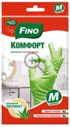 Рукавички латексні FINO неопудр. Алое вера, M - Фото 1