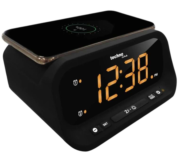 Настільний годинник Technoline WT477 Wireless Mobile Charging Black