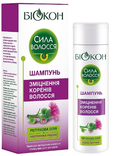 Шампунь жіночий Біокон Укріплення корнів волосся 215 мл (4820160032651)