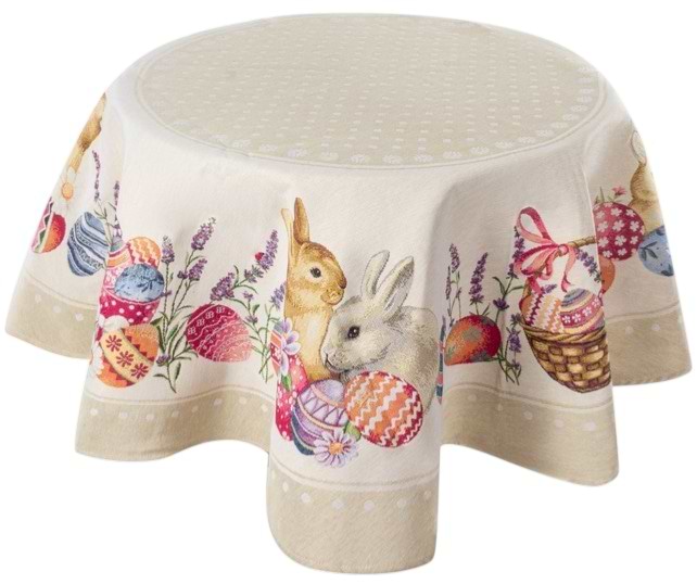 Скатерть круглая Lefard Кролики/Mimbre 140 см (732-401)