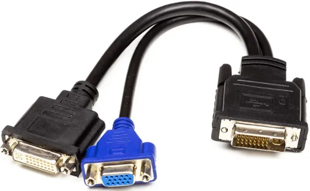 Перехідник PowerPlant DVI-I (M) - DVI-D (F) + VGA (F) 30 см