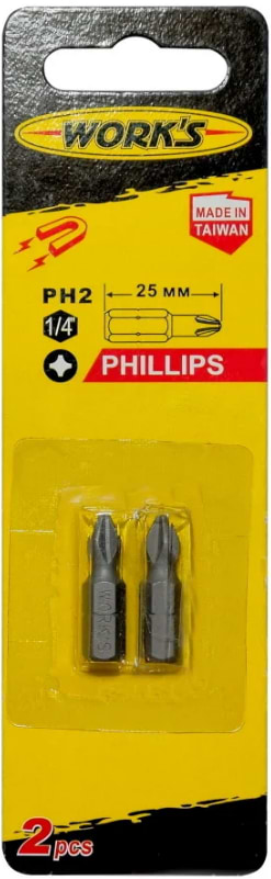 Біта для викрутки Works PH2x25 2 шт.