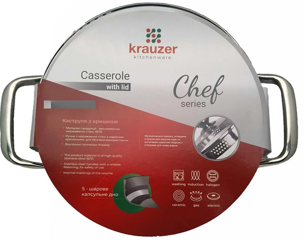 Фото - Каструля Krauzer Chief 22x12.5 см LKA-133HMOLO-22C-1 (78604)