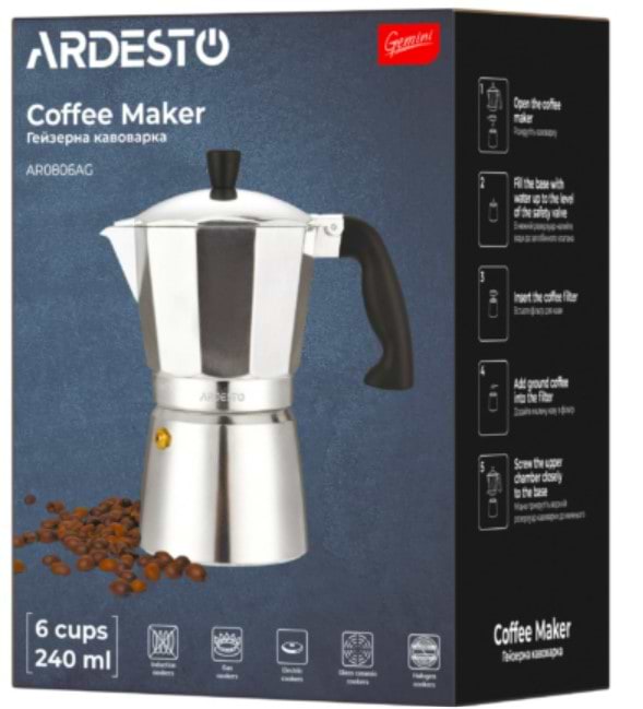 Фото - Уцінка - Кавоварка гейзерна Ardesto Gemini Cremona (AR0806AG)