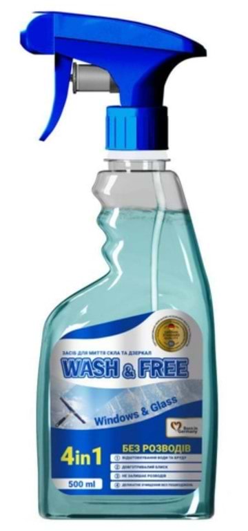 Чистящее средство для стекла WASH & FREE 500мл - Фото 1