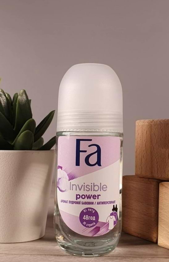 Фото - Дезодорант кульковий Fa Invisible Power аромат пудрової бавовни 50 мл