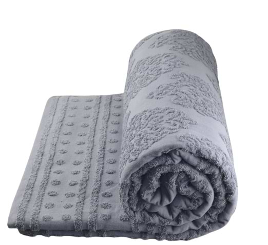 Покривало двоспальне GM Textile махрове сіре жакардове 190х200 - Фото 1