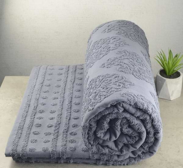 Фото - Покривало двоспальне GM Textile махрове сіре жакардове 190х200