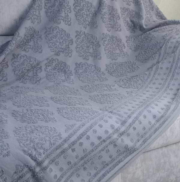 Фото - Покривало двоспальне GM Textile махрове сіре жакардове 190х200