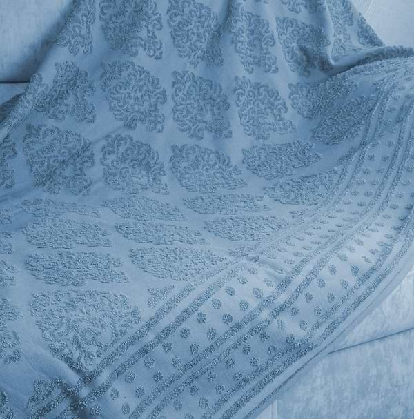 Фото - Покривало двоспальне GM Textile махрове блакитне жакардове  190х200