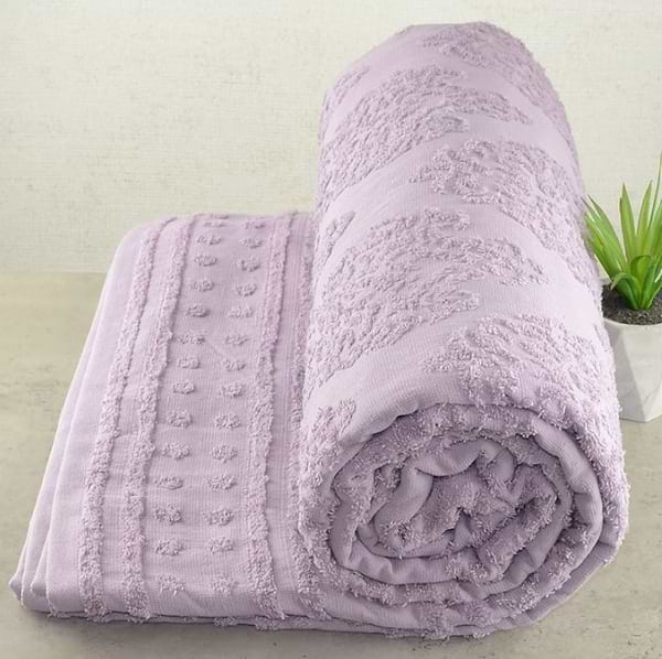 Фото - Покривало двоспальне GM Textile махрове попелясте жакардове 190х200