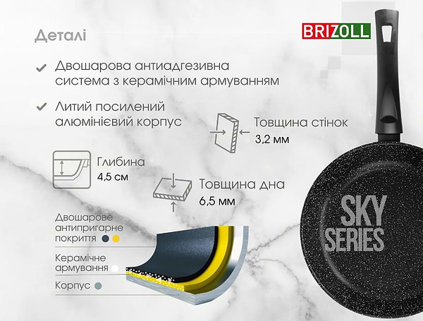 Фото - Сковорода универсальная Brizoll 52-2245 SKY 22 см