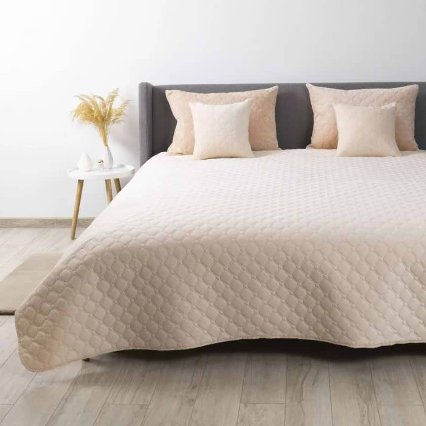 Покривало двоспальне ТЕП Velour 180х240 см Персиковий/Ромб круглий (4-00516_23510)