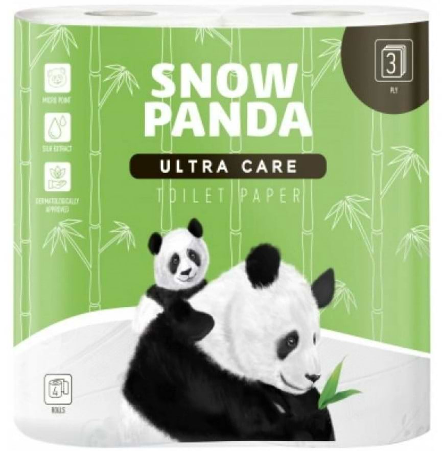 Туалетний папір Сніжна панда Ultra Care 3 шари 4 рулони (4820183970930) - Фото 1