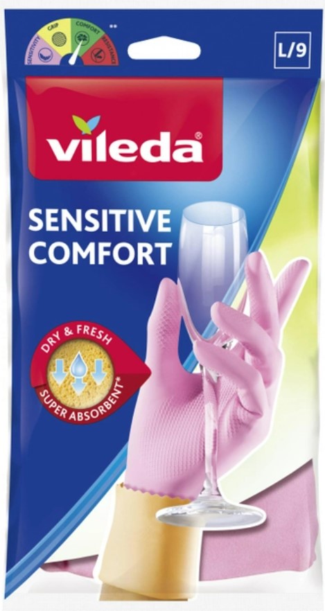 Фото - Рукавички латексні Vileda Sensitive Comfort L (4003790006890)