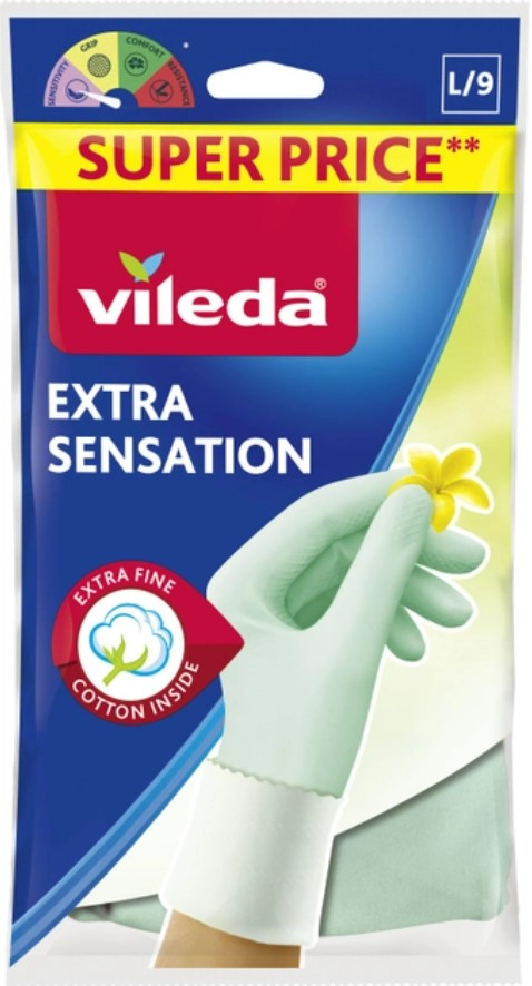 Перчатки латексные Vileda Extra Sensation L (4023103073944) - Фото 1