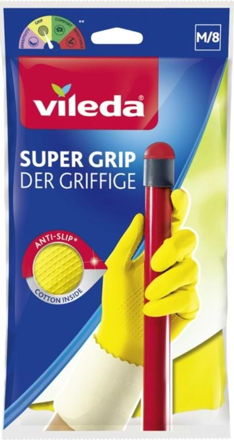 Фото - Рукавички латексні Vileda Super Grip M (8001940003351)