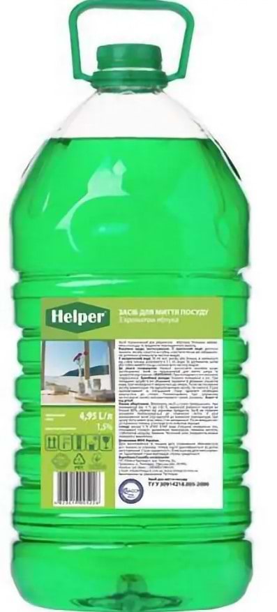 Засіб для ручного миття посуду Helper Ароматне яблуко 4,95л (4823019005226) - Фото 1