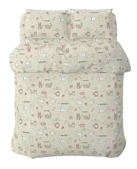 Фото - Комплект постільної білизни Home Line Котяча радість пісчано-рожевий (175853)