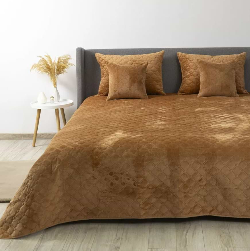 Покривало двоспальне ТЕП Velour 180х240 см Кофейний/Ромб прямий (4-00516_22235)