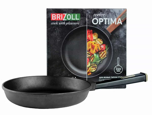 Фото - Сковорода універсальна Brizoll O2240-P1 Optimа-Black 220 х 40 мм