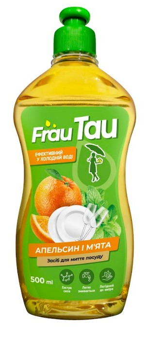 Засіб для ручного миття посуду Frau Tau Апельсин і м'ята 500 мл (4820263230411) - Фото 1