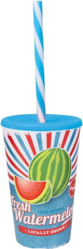 Фото - Стакан с трубочкой Herevin Fresh Watermelon 0.65 л (161948-029)