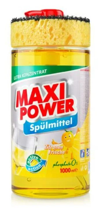 Засіб для ручного миття посуду Maxi Power Лимон 1 л (4823098400929) - Фото 1