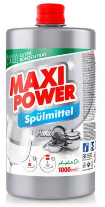 Засіб для ручного миття посуду Maxi Power Платинум запаска 1 л (4823098408475) - Фото 1