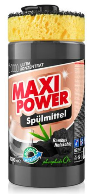 Средство для ручного мытья посуды Maxi Power Черный уголь 1 л (4823098411796) - Фото 1