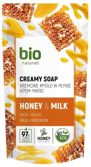 Рідке мило для рук Bio Naturell дой-пак 460 мл мед/молоко (4820168433658)