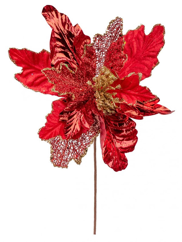 Фото - Гілка декоративна Novogod'ko Пуансетія 30 см (973970)