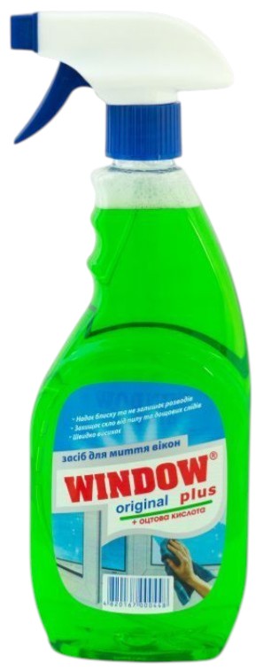 Фото - Засіб для чищення скла Window plus 500 мл зап. на оцтовій основі зелена (4820167000455)