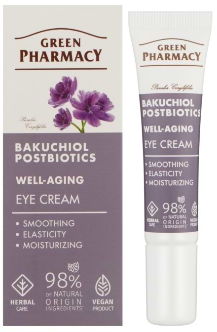 Крем для шкіри навколо очей Green Pharmacy 15 мл Бакучіол + постбіотики (5901845509756)
