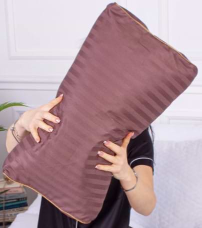 Подушка ортопедична MirSon №4183 Satin Stripe 30-0006 Dark Brown KIDDY (2200006423973)