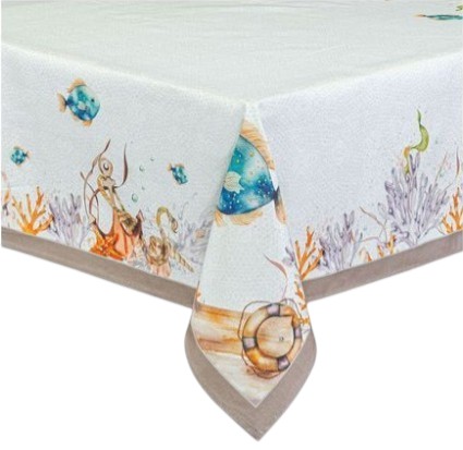 Скатерть прямоугольная Home Line полупанама Рыба-бабочка 120х150 см коричневый (196797)