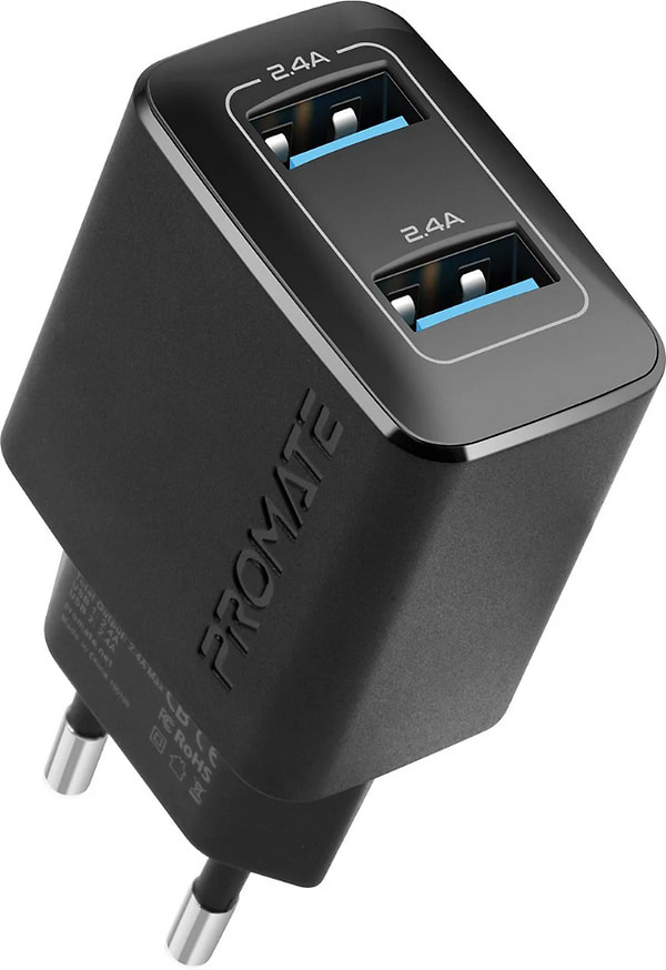 Фото - Мережевий зарядний пристрій Promate Biplug.black
